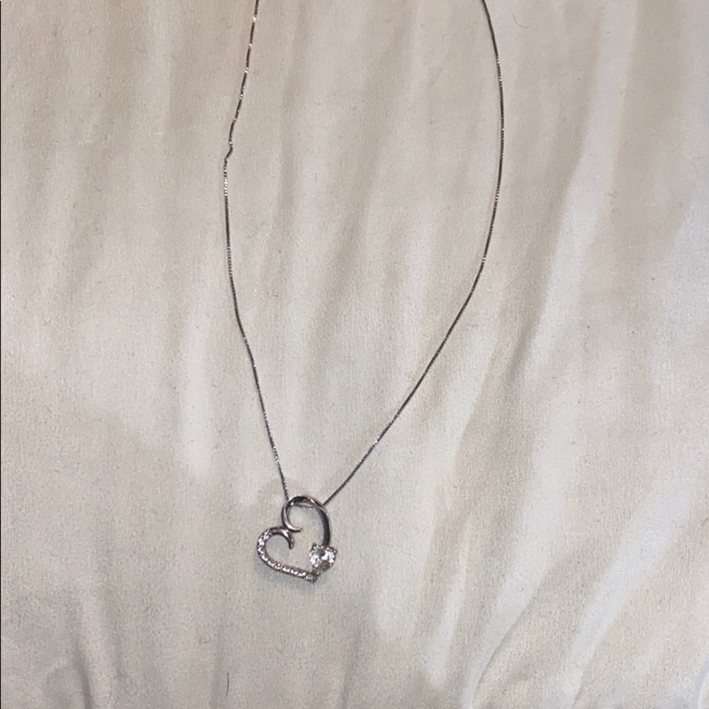 Silver Heart & Chain Necklace